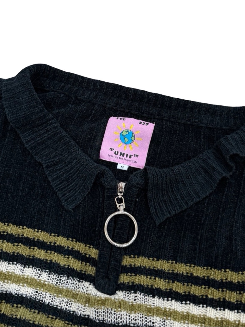 UNIF Rit Ribbed Zip‑Front Cropped Sweater - Picture 6 of 7